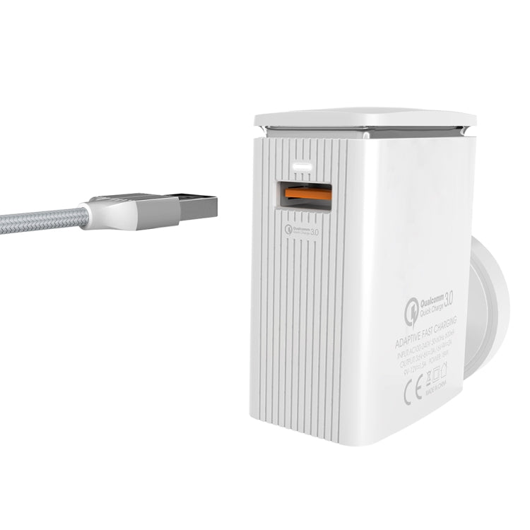 LDNIO A1301Q 2 in 1 18W QC3.0 USB Interface Travel Charger Mobile Phone Charger with Type-C / USB-C Data Cable, UK Plug - USB Charger by LDNIO | Online Shopping South Africa | PMC TechLife | Buy Now Pay Later Mobicred