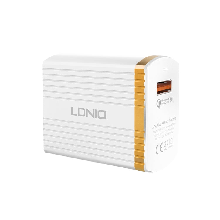 LDNIO A1302Q 2 in 1 18W QC3.0 USB Interface Grid Shape Travel Charger Mobile Phone Charger with Type-C / USB-C Data Cable, UK Plug - free shipping - PMC TechLife - Order now!