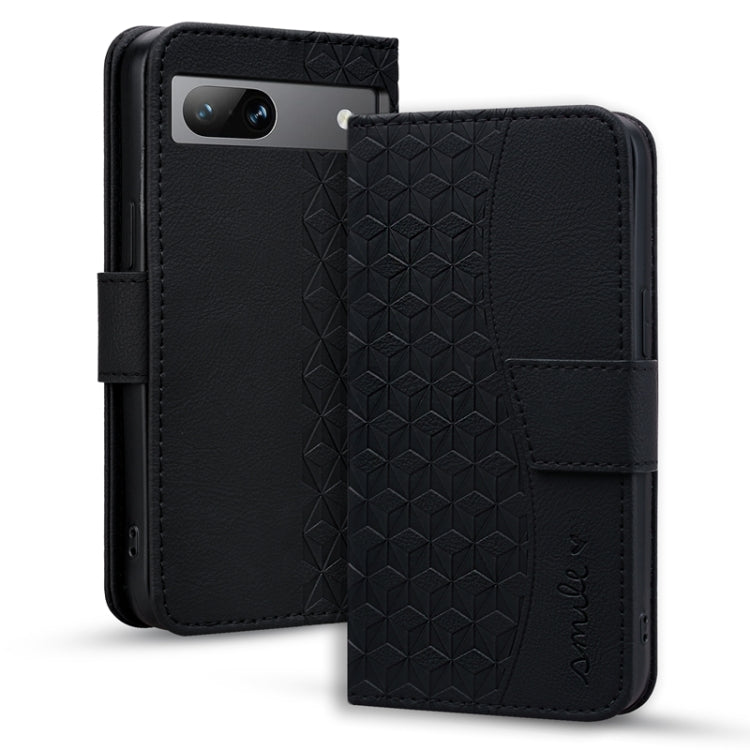 For Google Pixel 7a Business Diamond Buckle Leather Phone Case with Lanyard(Black) - Google Cases by PMC TechLife | Online Shopping South Africa | PMC TechLife | Buy Now Pay Later Mobicred