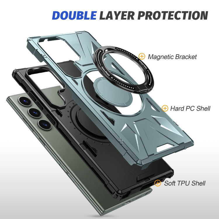 For Samsung Galaxy S23 5G MagSafe Magnetic Shockproof Phone Case with Ring Holder(Green) - Galaxy S23 5G Cases by PMC TechLife | Online Shopping South Africa | PMC TechLife