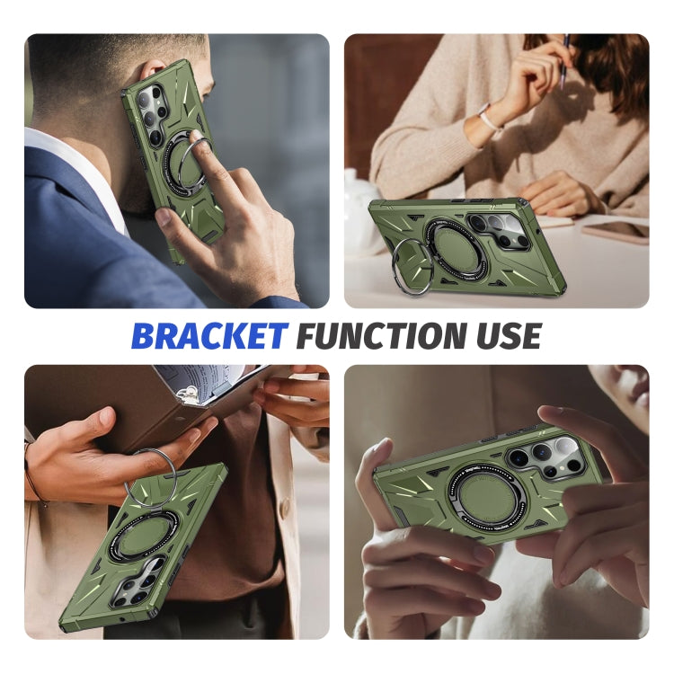 For Samsung Galaxy S23 5G MagSafe Magnetic Shockproof Phone Case with Ring Holder(Dark Green) - Galaxy S23 5G Cases by PMC TechLife | Online Shopping South Africa | PMC TechLife