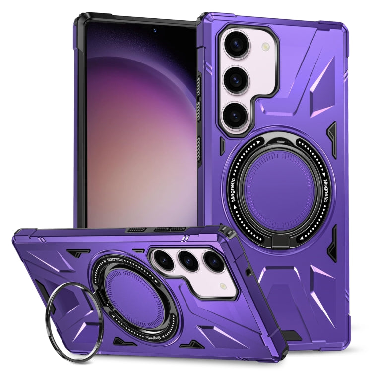 For Samsung Galaxy S23 5G MagSafe Magnetic Shockproof Phone Case with Ring Holder(Purple) - Galaxy S23 5G Cases by PMC TechLife | Online Shopping South Africa | PMC TechLife