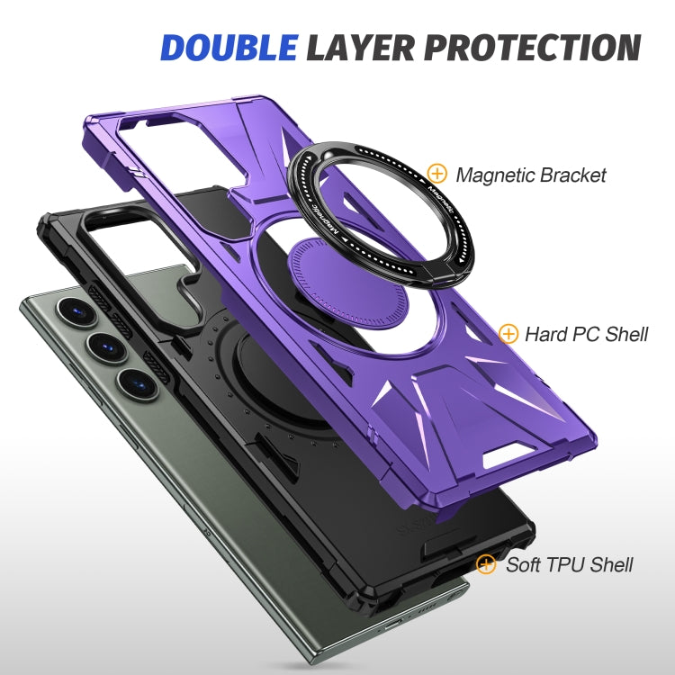 For Samsung Galaxy S23 5G MagSafe Magnetic Shockproof Phone Case with Ring Holder(Purple) - Galaxy S23 5G Cases by PMC TechLife | Online Shopping South Africa | PMC TechLife