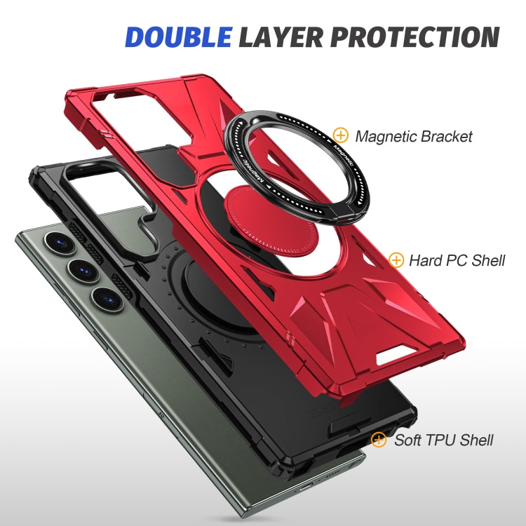 For Samsung Galaxy S23 Ultra 5G MagSafe Magnetic Shockproof Phone Case with Ring Holder(Red) - Galaxy S23 Ultra 5G Cases by PMC TechLife | Online Shopping South Africa | PMC TechLife