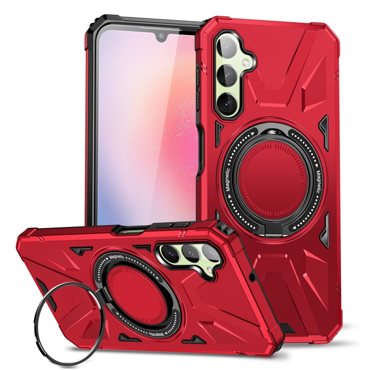 For Samsung Galaxy A14 4G/5G MagSafe Magnetic Shockproof Phone Case with Ring Holder(Red) - Galaxy Phone Cases by PMC TechLife | Online Shopping South Africa | PMC TechLife