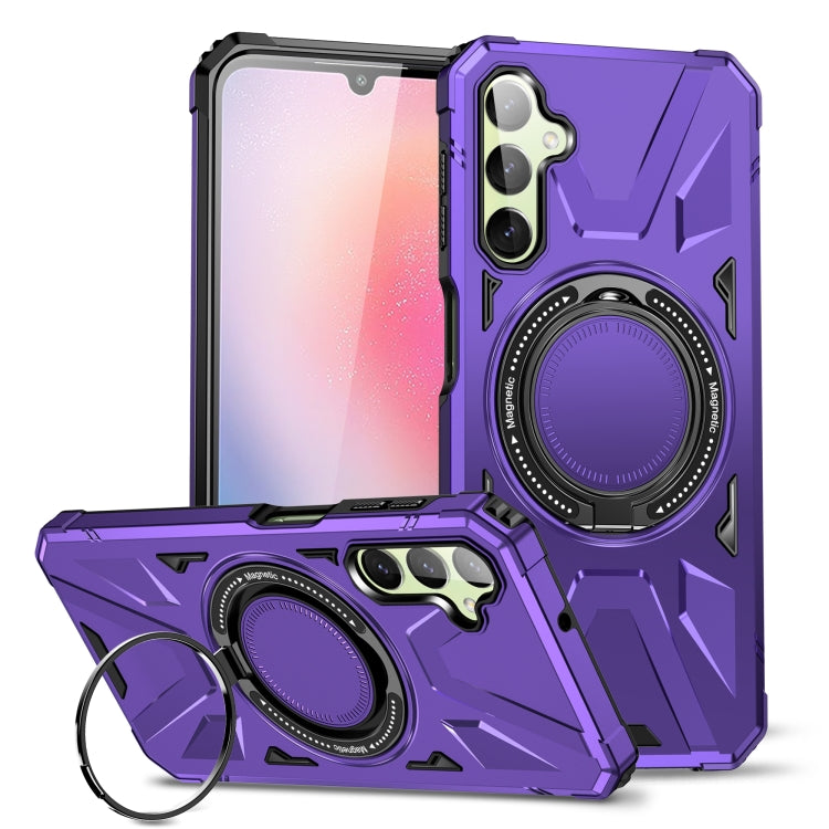 For Samsung Galaxy A14 4G/5G MagSafe Magnetic Shockproof Phone Case with Ring Holder(Purple) - Galaxy Phone Cases by PMC TechLife | Online Shopping South Africa | PMC TechLife