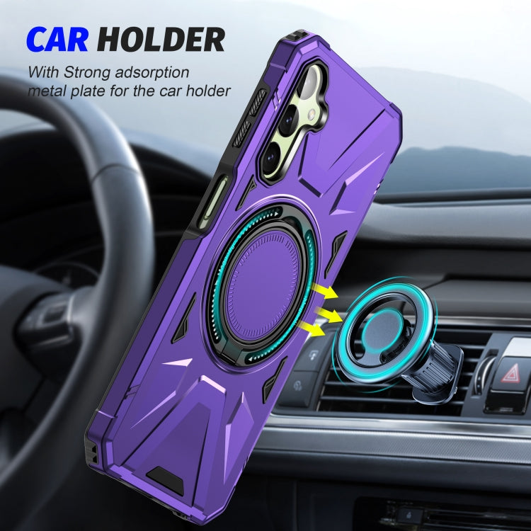 For Samsung Galaxy A14 4G/5G MagSafe Magnetic Shockproof Phone Case with Ring Holder(Purple) - Galaxy Phone Cases by PMC TechLife | Online Shopping South Africa | PMC TechLife