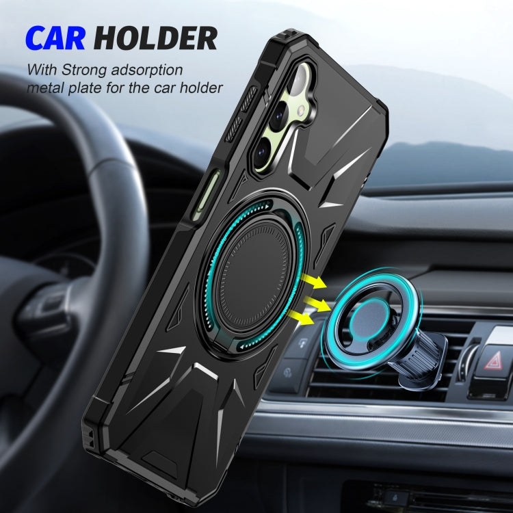 For Samsung Galaxy A24 5G MagSafe Magnetic Shockproof Phone Case with Ring Holder(Black) - Galaxy Phone Cases by PMC TechLife | Online Shopping South Africa | PMC TechLife