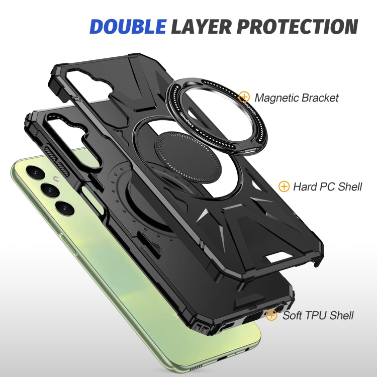 For Samsung Galaxy A24 5G MagSafe Magnetic Shockproof Phone Case with Ring Holder(Black) - Galaxy Phone Cases by PMC TechLife | Online Shopping South Africa | PMC TechLife