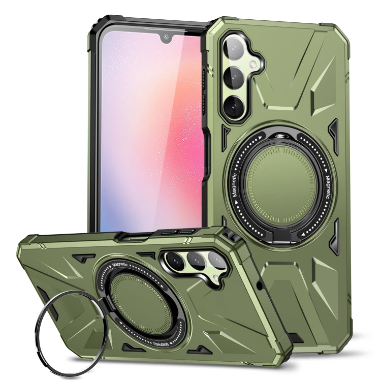 For Samsung Galaxy A24 5G MagSafe Magnetic Shockproof Phone Case with Ring Holder(Dark Green) - Galaxy Phone Cases by PMC TechLife | Online Shopping South Africa | PMC TechLife