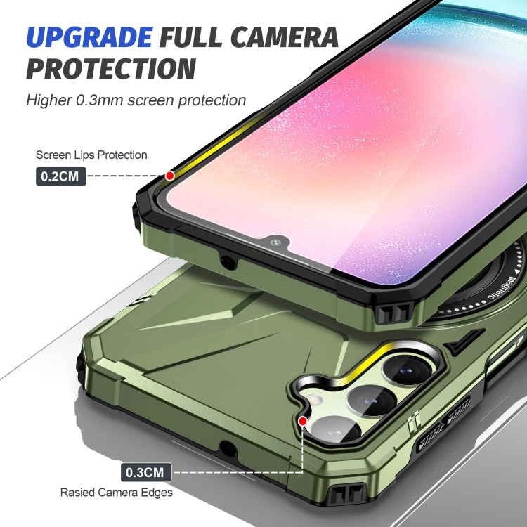 For Samsung Galaxy A24 5G MagSafe Magnetic Shockproof Phone Case with Ring Holder(Dark Green) - Galaxy Phone Cases by PMC TechLife | Online Shopping South Africa | PMC TechLife