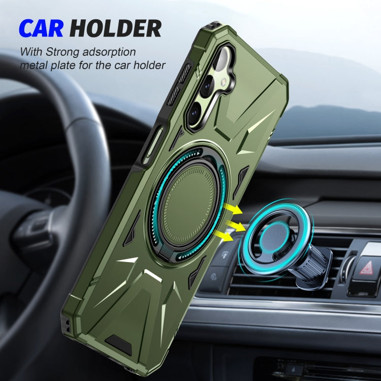 For Samsung Galaxy A24 4G/A25 5G MagSafe Magnetic Shockproof Phone Case with Ring Holder(Dark Green) - Galaxy Phone Cases by PMC TechLife | Online Shopping South Africa | PMC TechLife