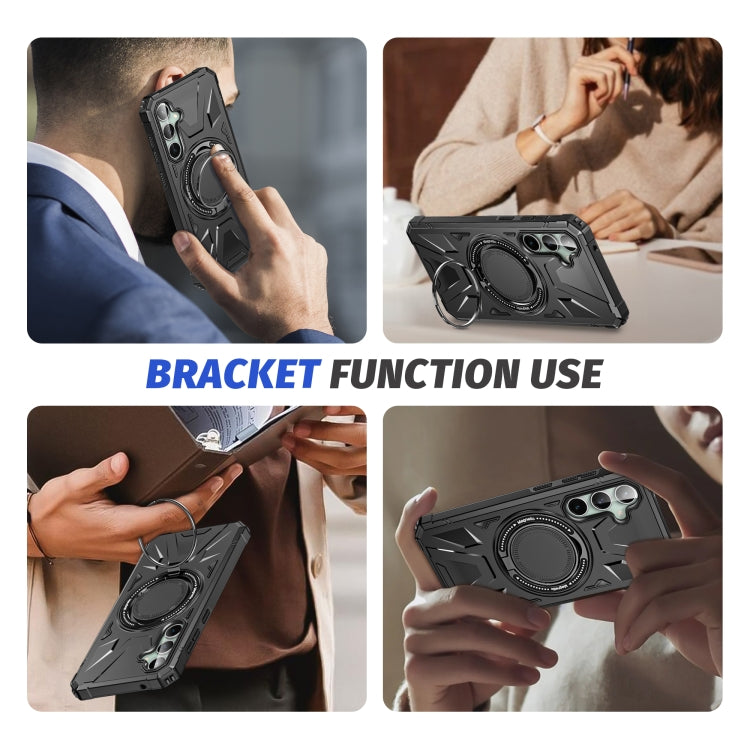 For Samsung Galaxy A15 MagSafe Magnetic Shockproof Phone Case with Ring Holder(Black) - Galaxy Phone Cases by PMC TechLife | Online Shopping South Africa | PMC TechLife