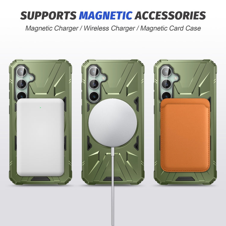 For Samsung Galaxy A15 MagSafe Magnetic Shockproof Phone Case with Ring Holder(Dark Green) - Galaxy Phone Cases by PMC TechLife | Online Shopping South Africa | PMC TechLife
