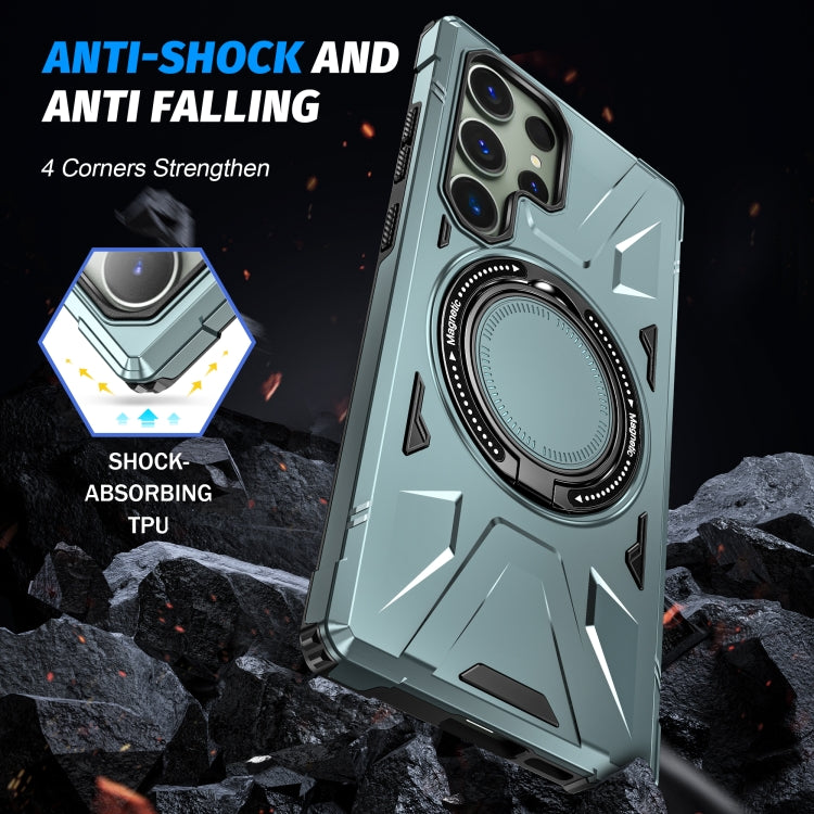 For Samsung Galaxy S24 Ultra 5G MagSafe Magnetic Shockproof Phone Case with Ring Holder(Green) - Galaxy S24 Ultra 5G Cases by PMC TechLife | Online Shopping South Africa | PMC TechLife