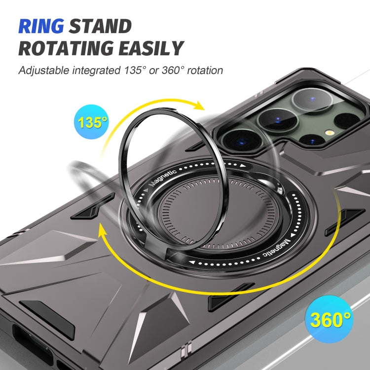 For Samsung Galaxy S24 Ultra 5G MagSafe Magnetic Shockproof Phone Case with Ring Holder(Dark Grey) - Galaxy S24 Ultra 5G Cases by PMC TechLife | Online Shopping South Africa | PMC TechLife
