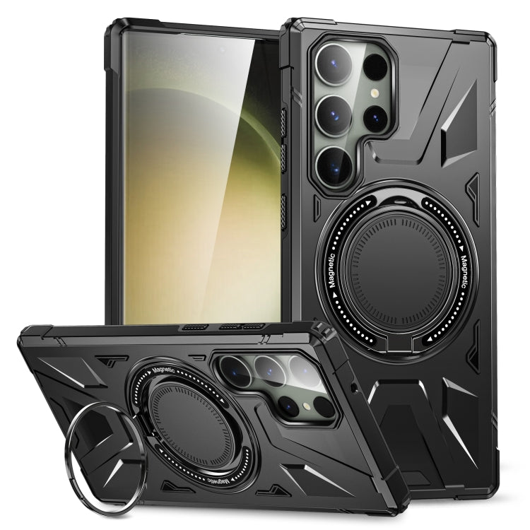 For Samsung Galaxy S24+ 5G MagSafe Magnetic Shockproof Phone Case with Ring Holder(Black) - Galaxy S24+ 5G Cases by PMC TechLife | Online Shopping South Africa | PMC TechLife