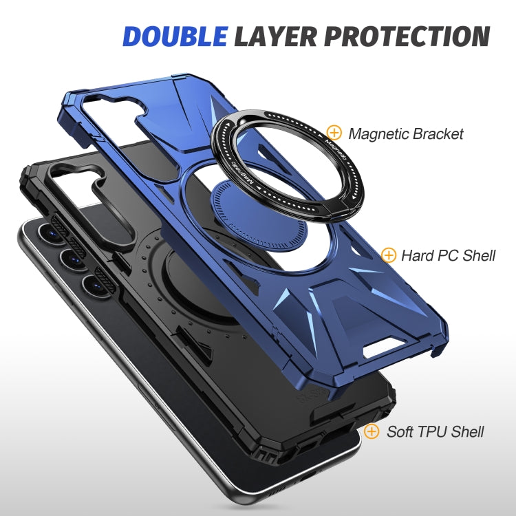 For Samsung Galaxy S24 5G MagSafe Magnetic Shockproof Phone Case with Ring Holder(Navy Blue) - Galaxy S24 5G Cases by PMC TechLife | Online Shopping South Africa | PMC TechLife