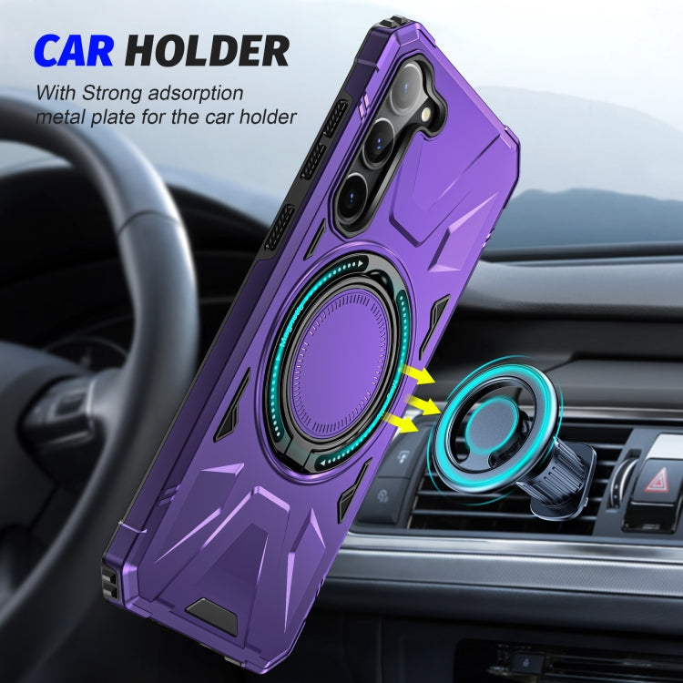 For Samsung Galaxy S24 5G MagSafe Magnetic Shockproof Phone Case with Ring Holder(Purple) - Galaxy S24 5G Cases by PMC TechLife | Online Shopping South Africa | PMC TechLife