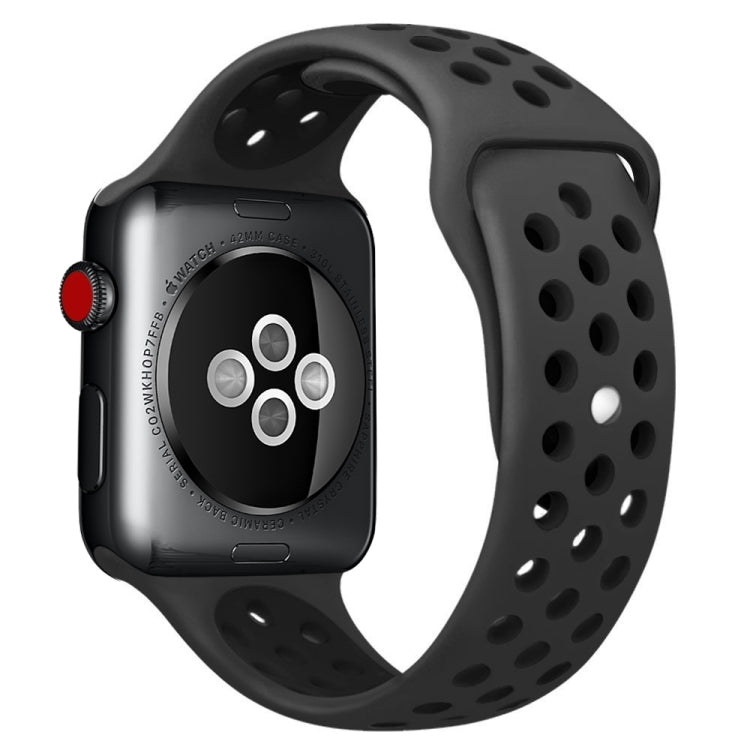 For Apple Watch Ultra 49mm / Series 8&7 45mm / SE 2&6&SE&5&4 44mm / 3&2&1 42mm Sport Silicone Watch Band Standard Edition(Black) - Watch Bands by PMC TechLife | Online Shopping South Africa | PMC TechLife | Buy Now Pay Later Mobicred
