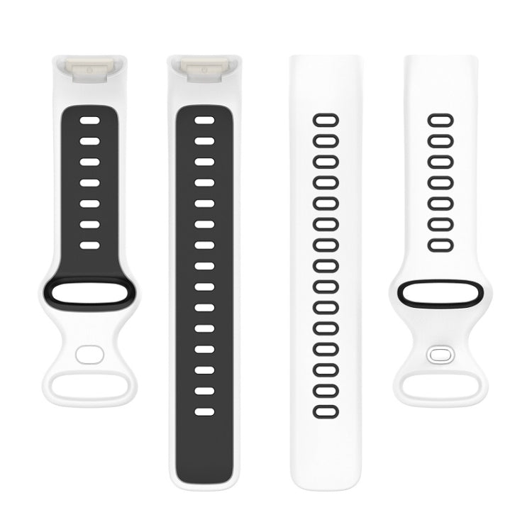 For Fitbit Charge 6 Two Color Silicone Watch Band(White Black) - Watch Bands by PMC TechLife | Online Shopping South Africa | PMC TechLife