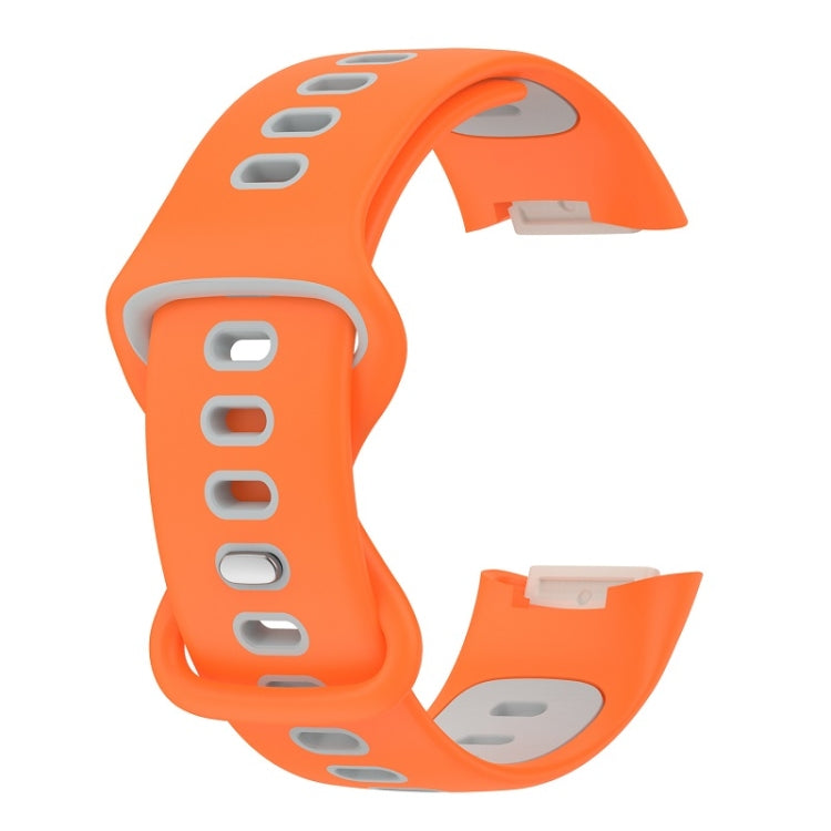 For Fitbit Charge 6 Two Color Silicone Watch Band(Orange Grey) - Watch Bands by PMC TechLife | Online Shopping South Africa | PMC TechLife