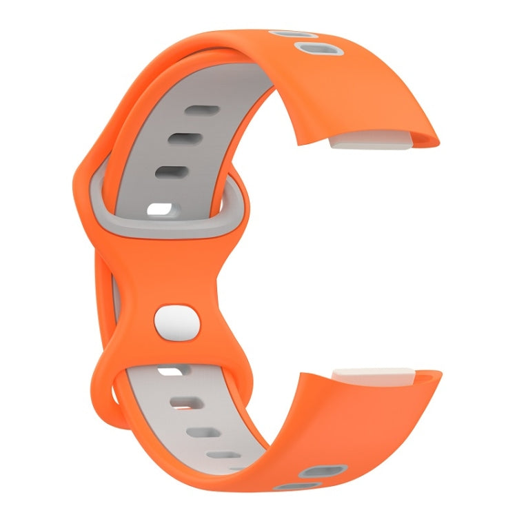 For Fitbit Charge 6 Two Color Silicone Watch Band(Orange Grey) - Watch Bands by PMC TechLife | Online Shopping South Africa | PMC TechLife