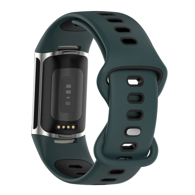 For Fitbit Charge 6 Two Color Silicone Watch Band(Olive Green Black) - Watch Bands by PMC TechLife | Online Shopping South Africa | PMC TechLife