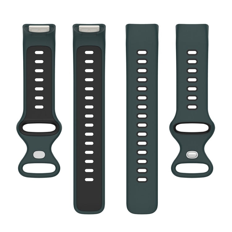 For Fitbit Charge 6 Two Color Silicone Watch Band(Olive Green Black) - Watch Bands by PMC TechLife | Online Shopping South Africa | PMC TechLife