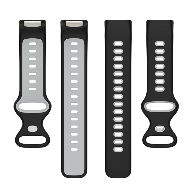For Fitbit Charge 6 Two Color Silicone Watch Band(Black Grey) - Watch Bands by PMC TechLife | Online Shopping South Africa | PMC TechLife