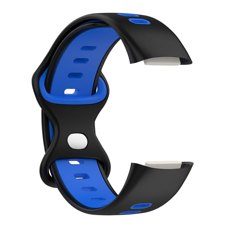 For Fitbit Charge 6 Two Color Silicone Watch Band(Black Blue) - Watch Bands by PMC TechLife | Online Shopping South Africa | PMC TechLife