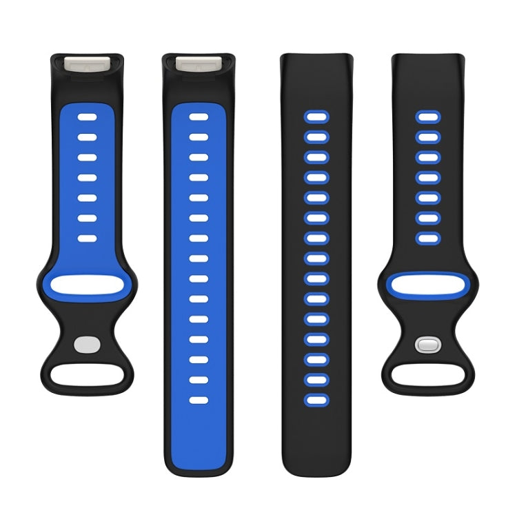 For Fitbit Charge 6 Two Color Silicone Watch Band(Black Blue) - Watch Bands by PMC TechLife | Online Shopping South Africa | PMC TechLife