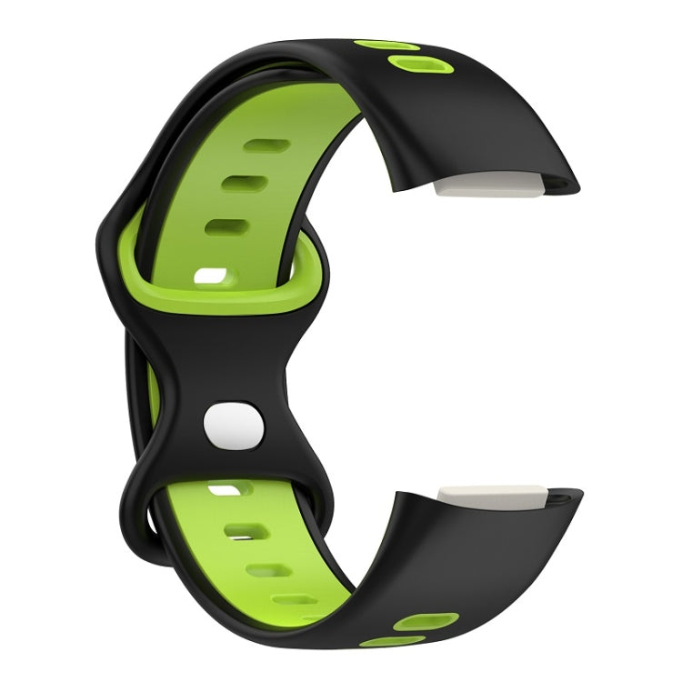 For Fitbit Charge 6 Two Color Silicone Watch Band(Black Lime) - Watch Bands by PMC TechLife | Online Shopping South Africa | PMC TechLife
