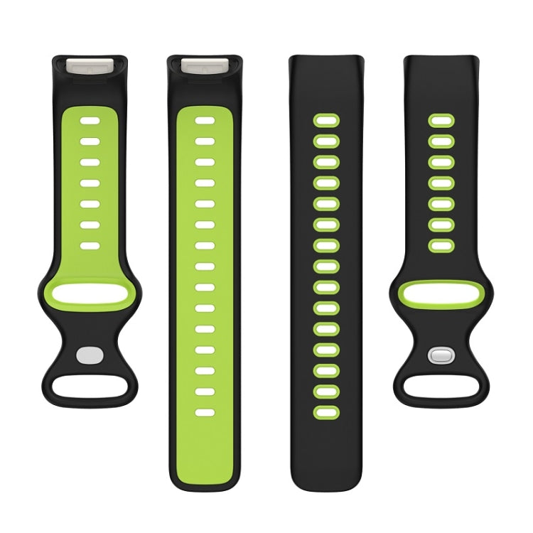For Fitbit Charge 6 Two Color Silicone Watch Band(Black Lime) - Watch Bands by PMC TechLife | Online Shopping South Africa | PMC TechLife