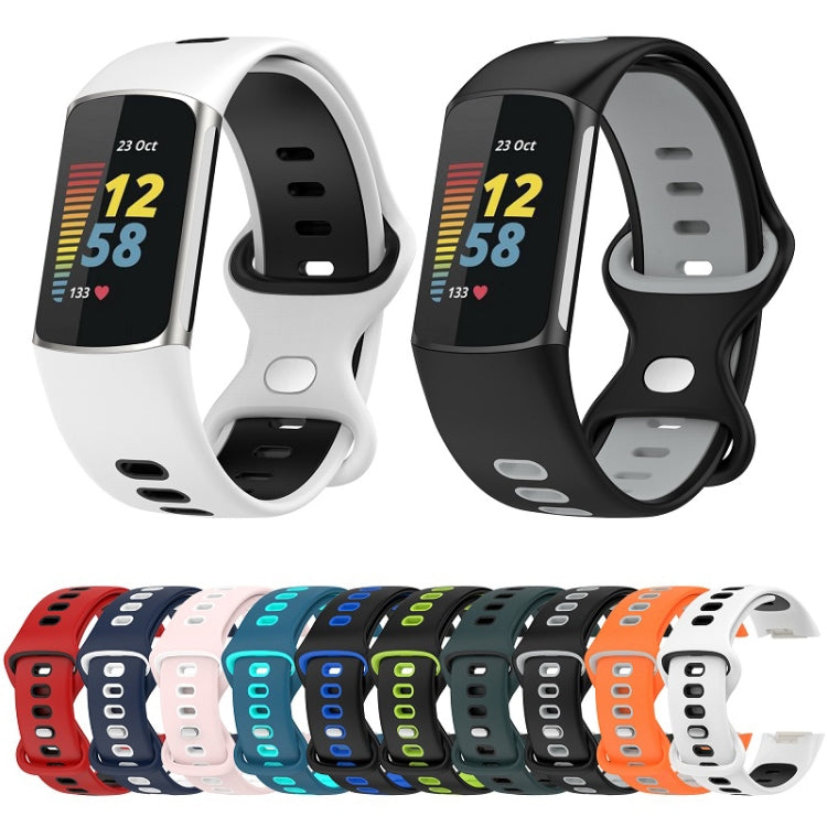 For Fitbit Charge 6 Two Color Silicone Watch Band(Blue Teal) - Watch Bands by PMC TechLife | Online Shopping South Africa | PMC TechLife