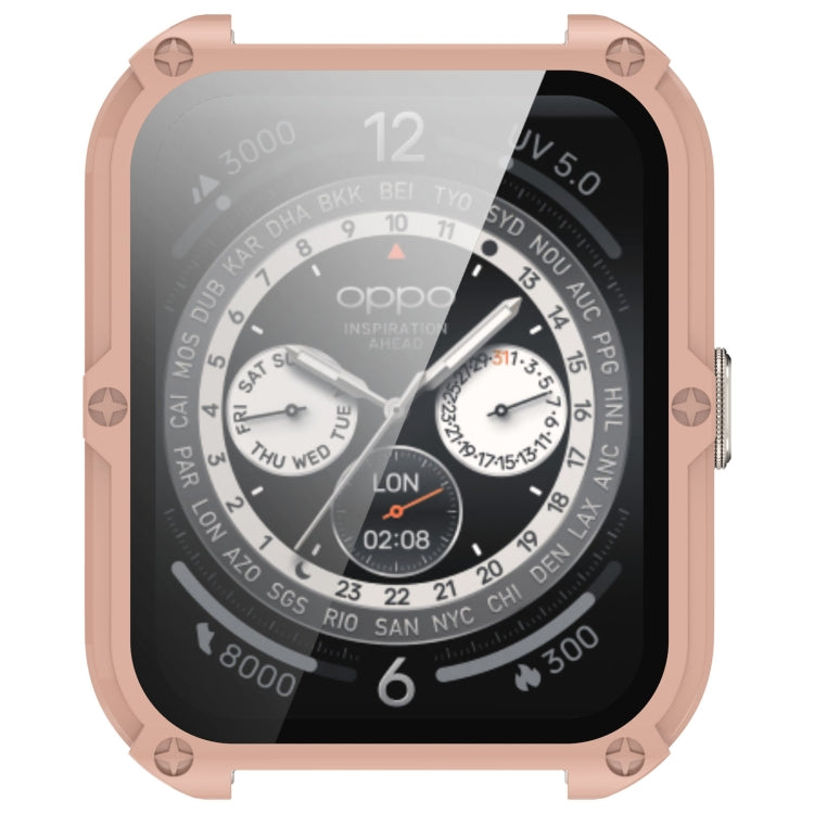 For OPPO Watch 4 Pro PC + Tempered Film Integrated Watch Protective Case(Pink) -  by PMC TechLife | Online Shopping South Africa | PMC TechLife