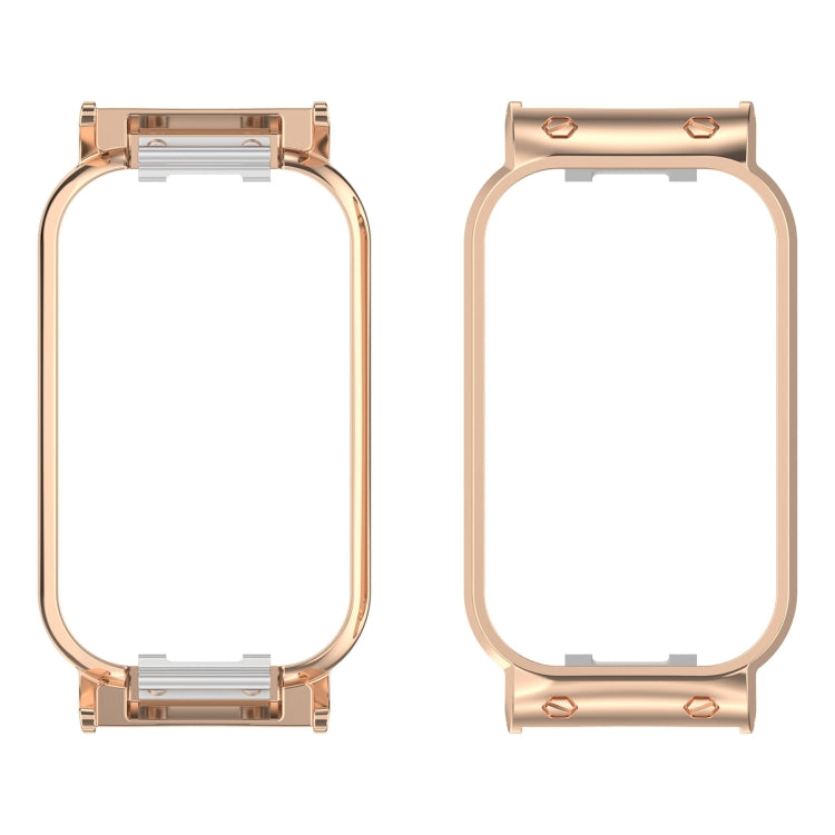 For Xiaomi Smart Band 8 Active / Redmi Band 2 Metal Frame Watch Protective Case(Rose Gold) - Watch Cases by PMC TechLife | Online Shopping South Africa | PMC TechLife