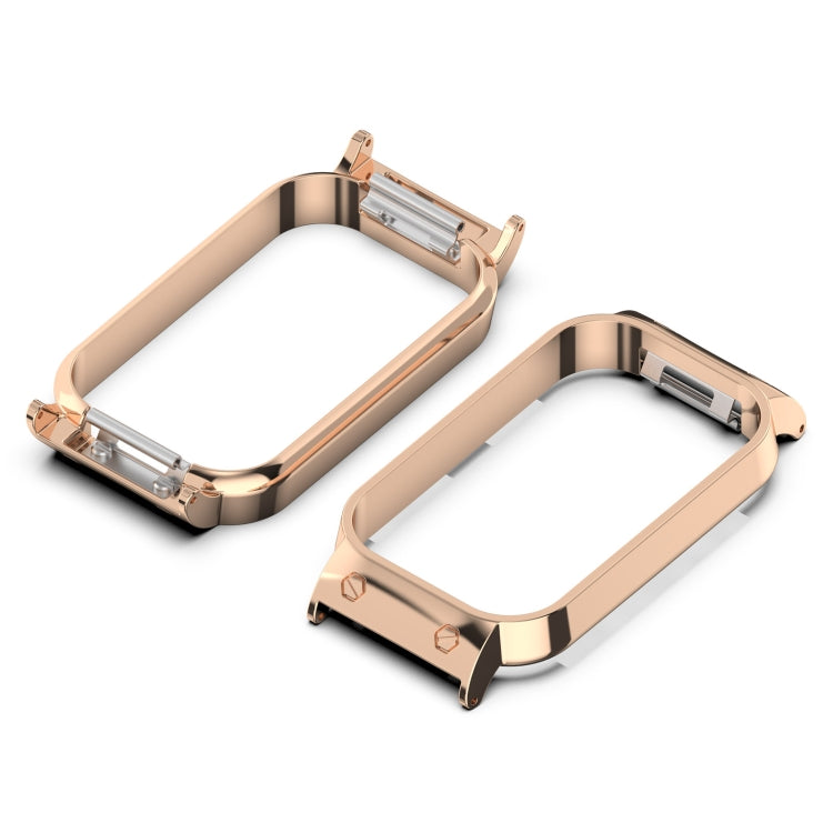 For Xiaomi Smart Band 8 Active / Redmi Band 2 Metal Frame Watch Protective Case(Rose Gold) - Watch Cases by PMC TechLife | Online Shopping South Africa | PMC TechLife