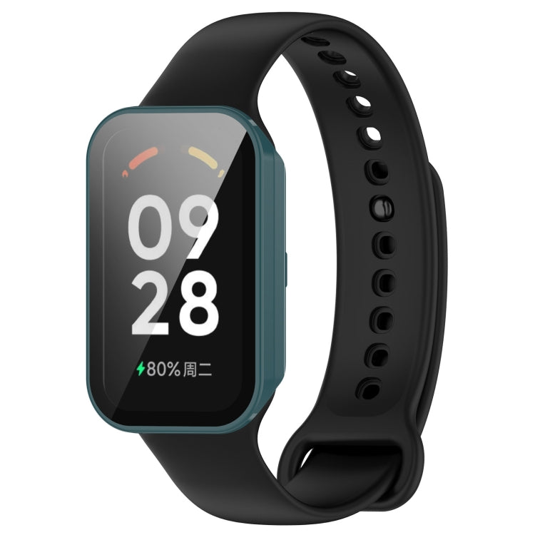 For Xiaomi Smart Band 8 Active / Redmi Band 2 PC + Tempered Film Integrated Watch Protective Case(Pine Green) - Watch Cases by PMC TechLife | Online Shopping South Africa | PMC TechLife