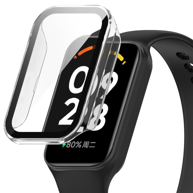 For Xiaomi Smart Band 8 Active / Redmi Band 2 PC + Tempered Film Integrated Watch Protective Case(Transparent White) - Watch Cases by PMC TechLife | Online Shopping South Africa | PMC TechLife