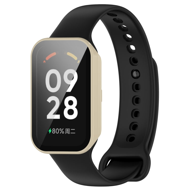 For Xiaomi Smart Band 8 Active / Redmi Band 2 PC + Tempered Film Integrated Watch Protective Case(Ivory White) - Watch Cases by PMC TechLife | Online Shopping South Africa | PMC TechLife