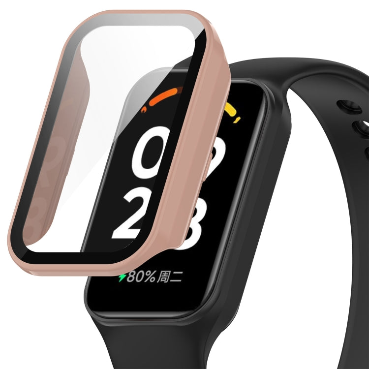 For Xiaomi Smart Band 8 Active / Redmi Band 2 PC + Tempered Film Integrated Watch Protective Case(Pink) - Watch Cases by PMC TechLife | Online Shopping South Africa | PMC TechLife