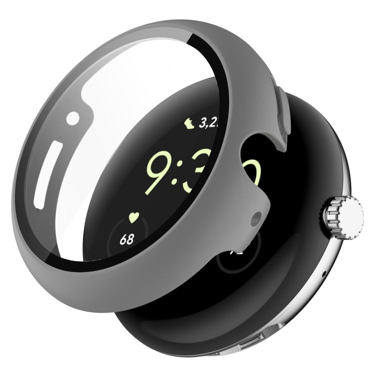 For Google Pixel Watch 2 PC + Tempered Film Integrated Watch Protective Case(Grey) - Watch Cases by PMC TechLife | Online Shopping South Africa | PMC TechLife