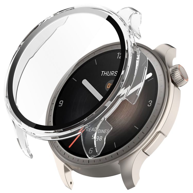 For Amazfit Balance A2286 PC + Tempered Film Integrated Watch Protective Case(Transparent White) - Watch Cases by PMC TechLife | Online Shopping South Africa | PMC TechLife