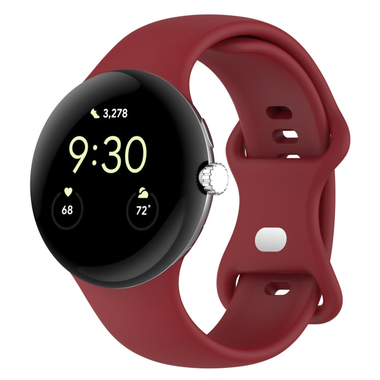 For Google Pixel Watch 2 Solid Color Silicone Watch Band, Size:S Size(Red) - Watch Bands by PMC TechLife | Online Shopping South Africa | PMC TechLife