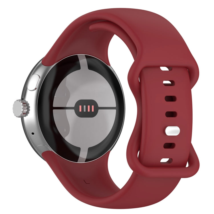 For Google Pixel Watch 2 Solid Color Silicone Watch Band, Size:S Size(Red) - Watch Bands by PMC TechLife | Online Shopping South Africa | PMC TechLife