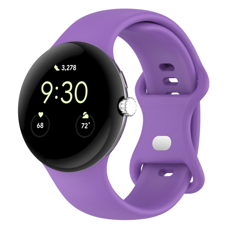 For Google Pixel Watch 2 Solid Color Silicone Watch Band, Size:S Size(Purple) - Watch Bands by PMC TechLife | Online Shopping South Africa | PMC TechLife