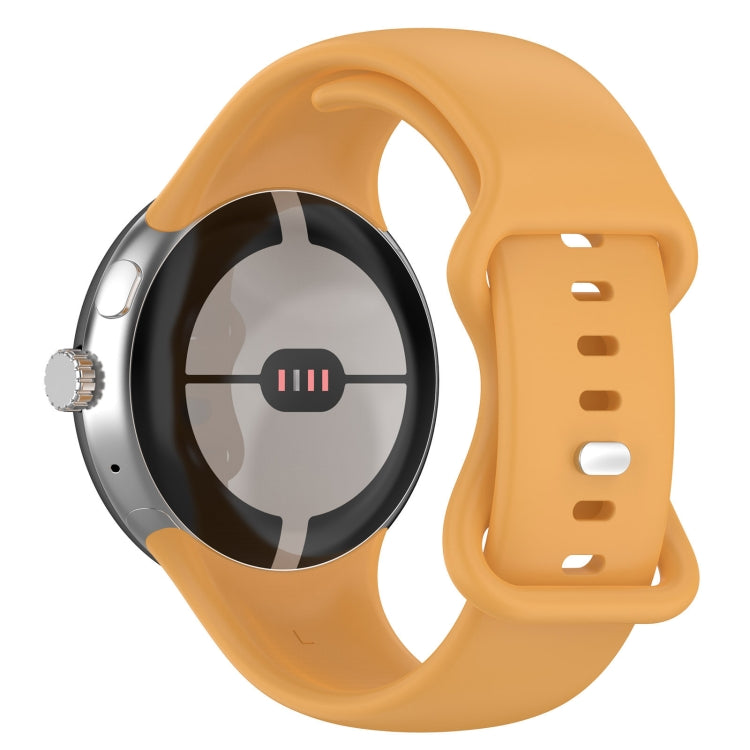 For Google Pixel Watch 2 Solid Color Silicone Watch Band, Size:L Size(Yellow) - Watch Bands by PMC TechLife | Online Shopping South Africa | PMC TechLife