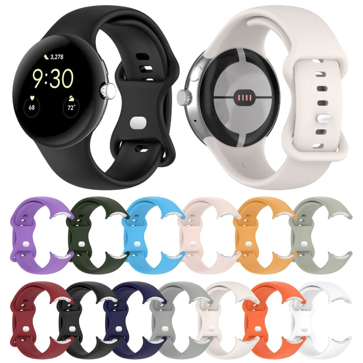 For Google Pixel Watch 2 Solid Color Silicone Watch Band, Size:S Size(Black) - Watch Bands by PMC TechLife | Online Shopping South Africa | PMC TechLife