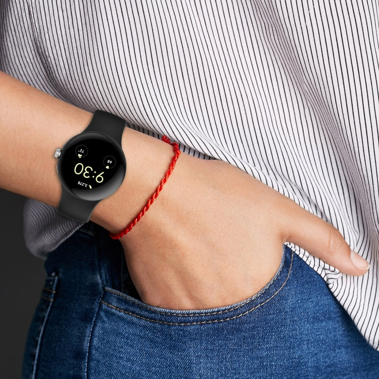 For Google Pixel Watch 2 Solid Color Silicone Watch Band, Size:S Size(Pink) - Watch Bands by PMC TechLife | Online Shopping South Africa | PMC TechLife